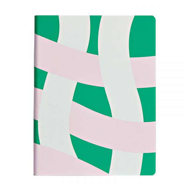 Nuuna, Notizbuch,Flex-Cover aus recyceltem Leder Seiten Punktraster,Flower Power, bedruckt Blumenmotiv blau-rosa, front
